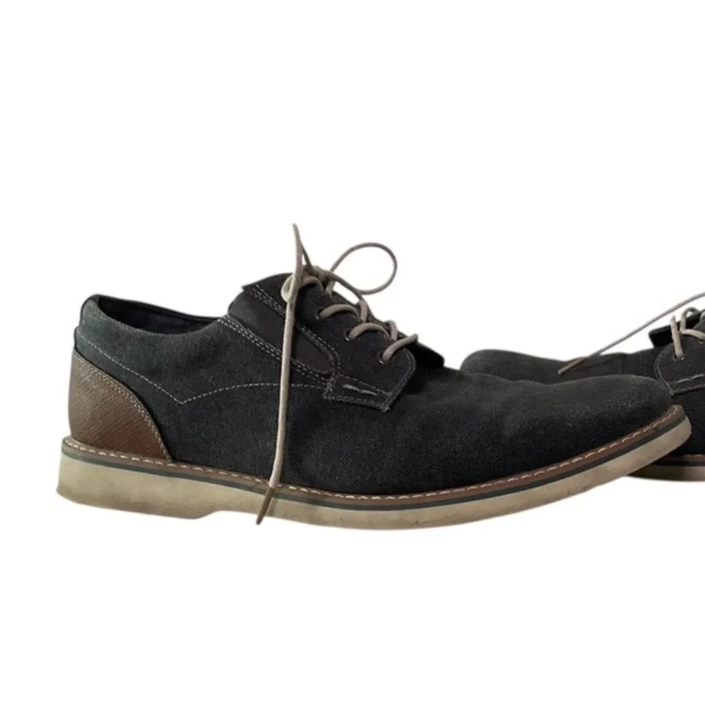Nunn Bush Mens 11M Charcoal Gray Canvas Comfort Gel Oxford Shoes 84856-025